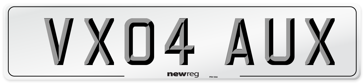 VX04 AUX Number Plate from New Reg